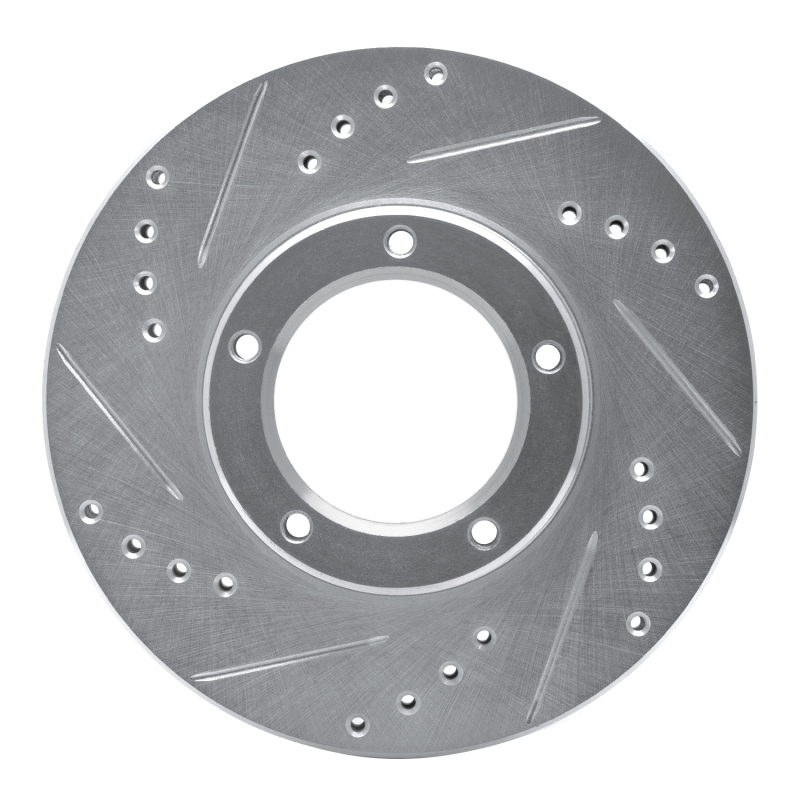 Toyota Hilux Brake Rotor (1) - Front Left - R1 Concepts - Drilled & Slotted - Silver - `89-`08
